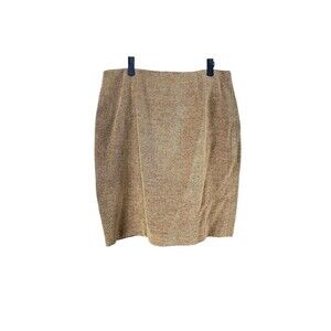 Halston Lifestyle Womens Gold Size 14 Skirt Cotton Rayon Straight Pencil U4